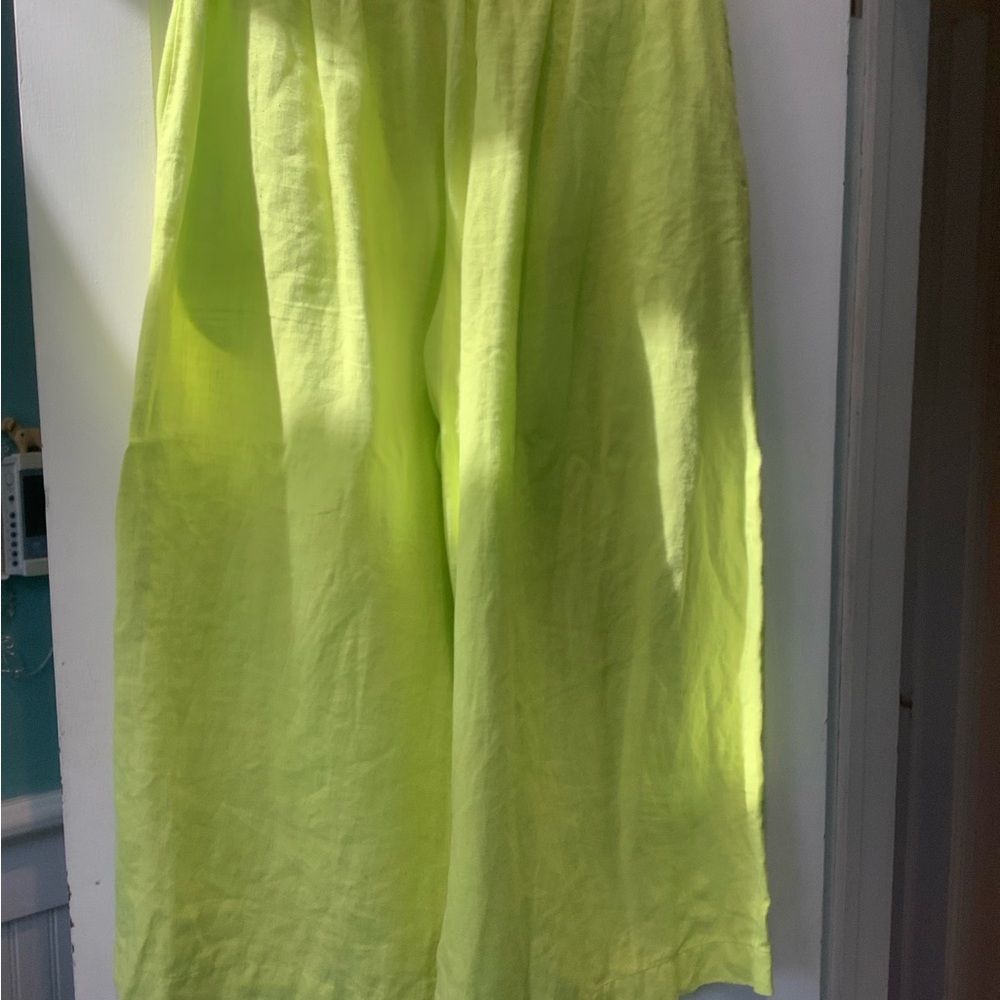 eskandar Neon Lime Wide-Leg Linen Pants